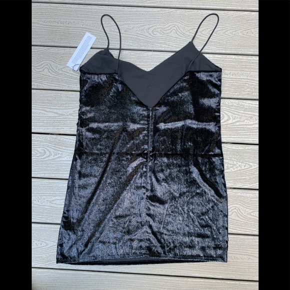 Topshop NWT!! Black Glitter Velvet Slip Dress US8 - Picture 4 of 6